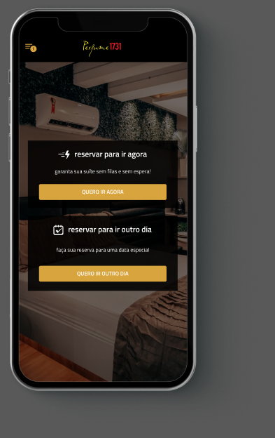 aplicativo do Perfume Motel em um celular